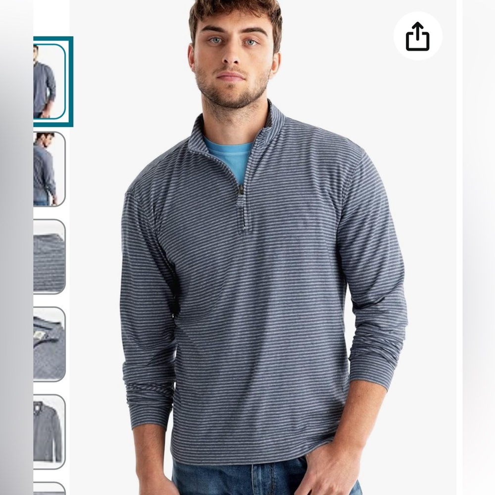 johnnie-O Harvell Slub Striped 1/4 Zip Pullover Golf Gray Sweater Size X-large